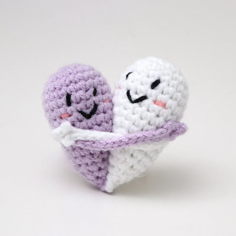 Cute crochet doll kintted heartshape doll finnshed hand woven toy knitted hearts love doll funny gifts 3
