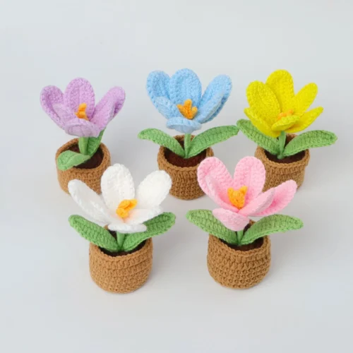 Tulip Crochet Flowers Pot Cute Knit Flower Creative Crochet Plant Pot Tulips Knitting Flower Car Table Home Decor 1 Tulip crochet flowers pot cute knit flower creative crochet plant pot tulips knitting flower car table home decor 1