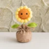 2025 knitted flowers potted cute crochet flowers knitting flower wedding guest gift crochet rose sunflower table decor 4