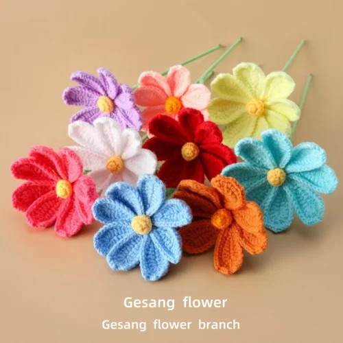 Finished Knitted Flower Creative Crochet Galsang Flowers Bouquet Cute Woven Flower Friends Mothers Day Gift Home Decor 1 Finished knitted flower creative crochet galsang flowers bouquet cute woven flower friends mothers day gift home decor 1