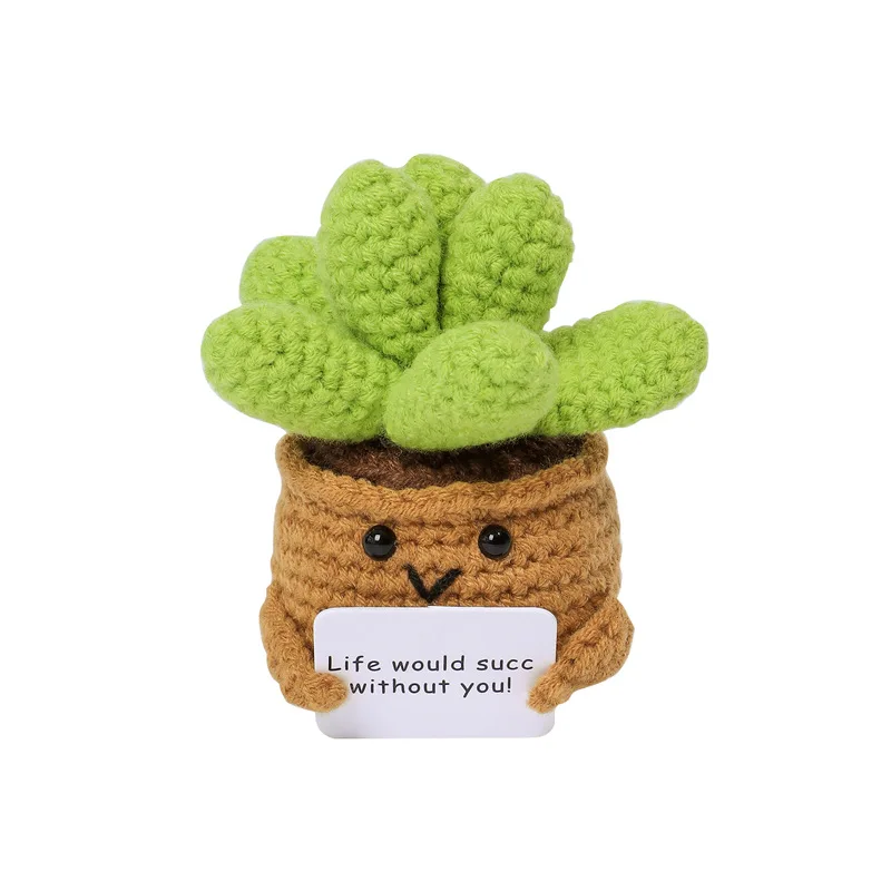 Mini cute crochet flowers finished handmade cactus heart potted plants handmade bouquets home desktop decoration christmas gift 6