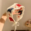 Sweet knitted triangle scarf fashionable handmade headscarf girl photo props french headband hair bands 3