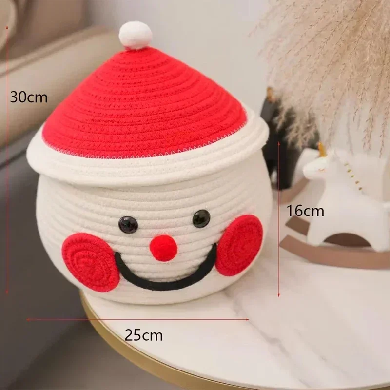 Hand woven storage basket cotton rope cute basket snack toys organizer desktop make up storage box home decor 6