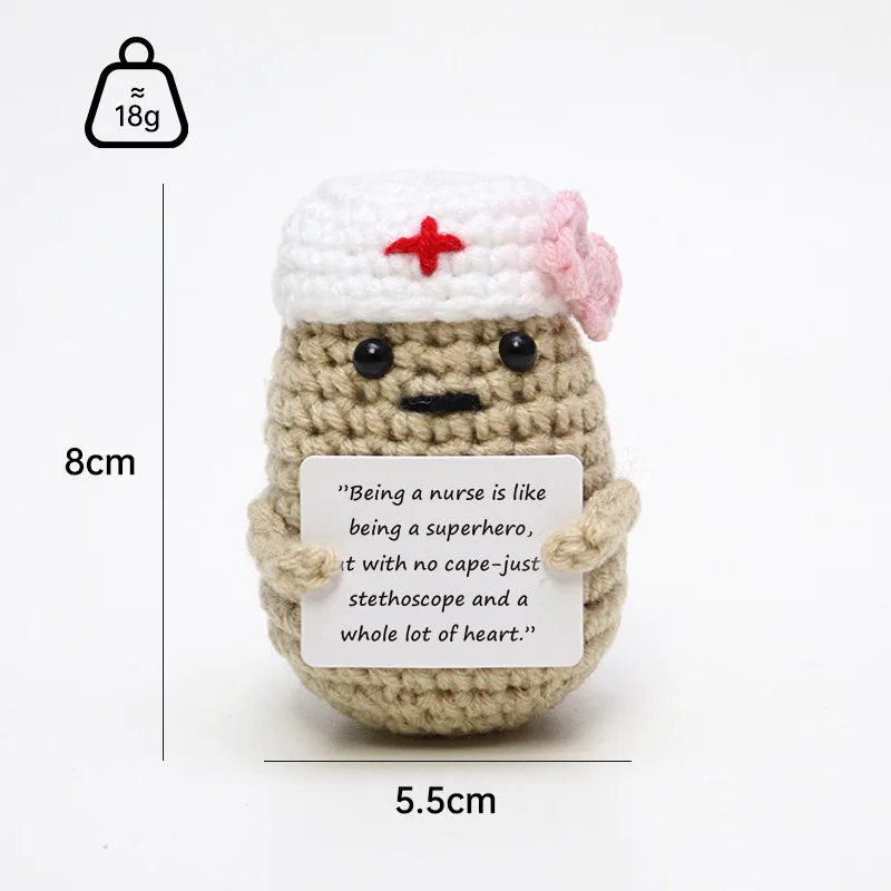 Crochet emotional support crochet new kintted positive doll funny gifts for friend table bookshelf decoration 4