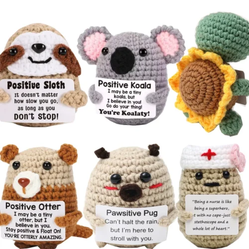 Crochet emotional support crochet new kintted positive doll funny gifts for friend table bookshelf decoration 1