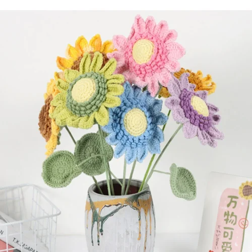 Crochet Sunflowers Knitted Flower Bouquet Crochet Woven FlowersGraduation Teachers' Day Gift Home Decor 1 Crochet sunflowers knitted flower bouquet crochet woven flowersgraduation teachers' day gift home decor 1