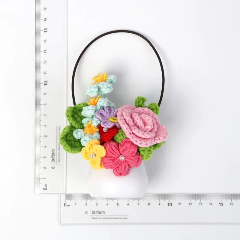 Crochet flowers with potted creative knitted flower table items mothers day gift home wedding decor 6