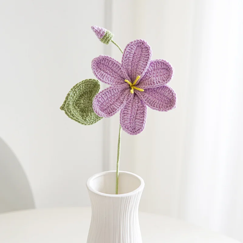 Paulownia crochet flower bouquet creative knitted flowers wedding bride flower handwoven plant home decor 6