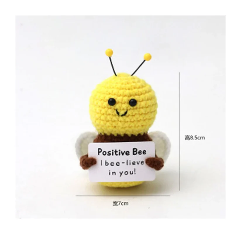 Positive bee crochet emotional support positive crochet animals knitting doll animal with words cute gift 6