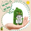 Funny crochet positive pickle plush dolls with card mothers day gift for mom from daughter or son handmade knitted pickle doll 2