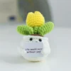 Mini cute crochet flowers finished handmade cactus heart potted plants handmade bouquets home desktop decoration christmas gift 5