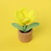 Tulip crochet flowers pot cute knit flower creative crochet plant pot tulips knitting flower car table home decor 5