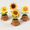 Cute crochet sunflowers with potted funny kintted flower car table decor handwoven plant gift graduation gifts 1