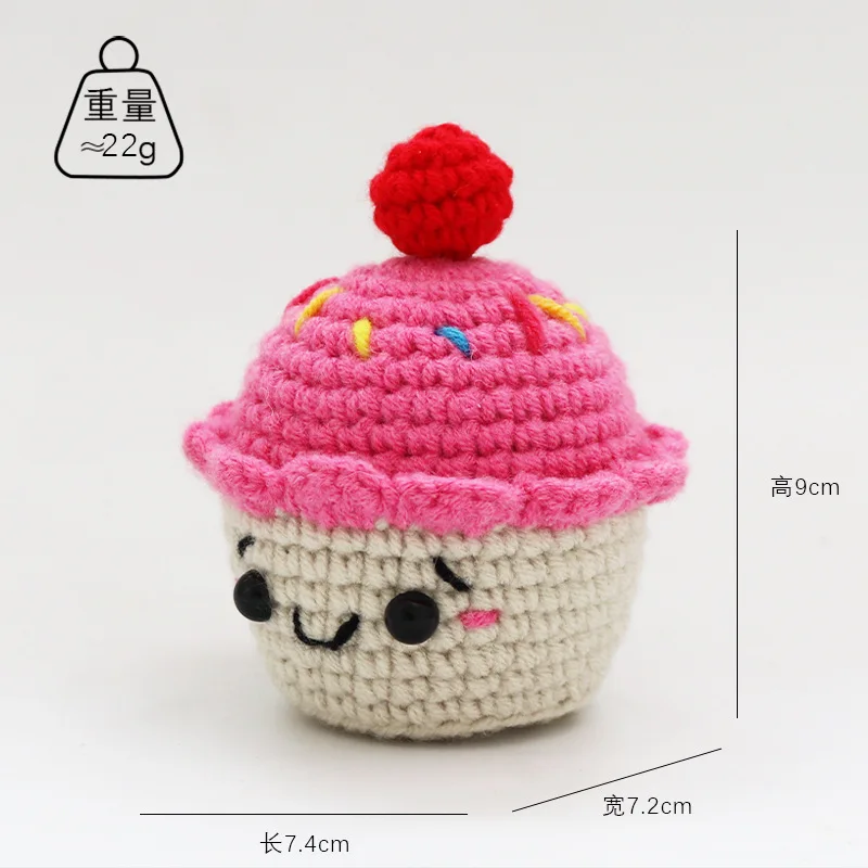 Kawaii cake crochet doll emotional support doll desk accessories handmade small gifts positive crochet home decor 3