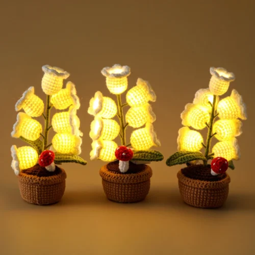 Knitted Bell Orchid With Light Creative Crochet Flowers Potted Handwoven Fake Flower Party Table Decor Mothers Day Gift 1 Knitted bell orchid with light creative crochet flowers potted handwoven fake flower party table decor mothers day gift 1