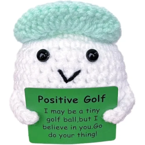 Crochet golf doll ornament home room decoration handmade knitted positive energy golf doll with card christmas party gifts 1