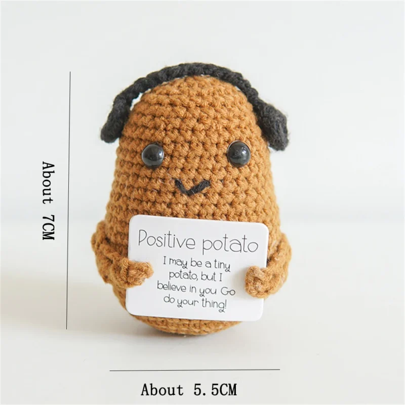 Positive cute potato home room decor mini handmade plush ornament knitting wool yarn doll birthday gifts room decorations 5