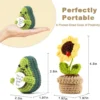 Handmade knitted emotional support avocado doll with card and sunflower pot home room decoration crochet avocado christmas gifts 4