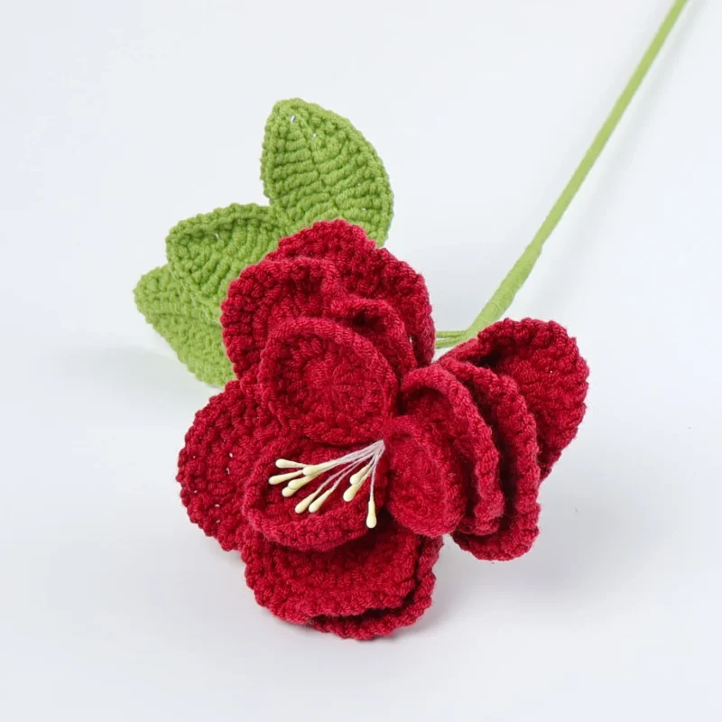 New crochet flowers bouquet creative knitted flower wedding decor artificial flower knitting bouquet home decor 3