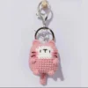 Handmade crochet cat keychains finished knitting animal dolly keyring cartoon cute small cat charms yarn for hook backpack gifts 2