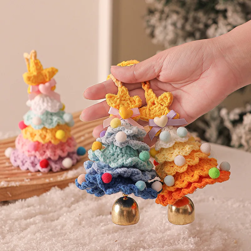 Stuffed plants christams tress handmade crochet keychains small pendant christams tree hangings decoration 3