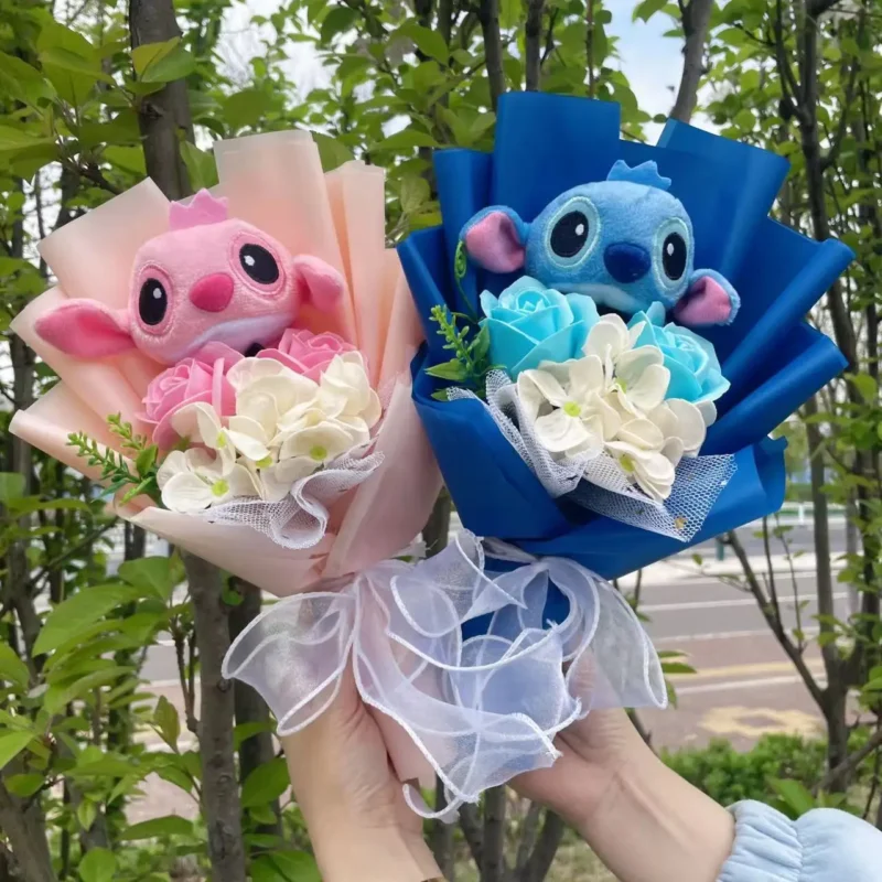 Anime stitch plush bouquet stuffed super soft kids doll christmas birthday valentine graduation gifts 4