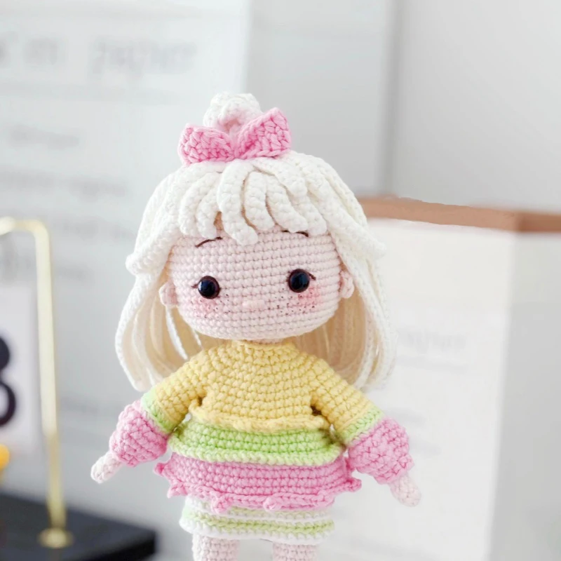 Handemade knitting amigurumi girl doll crochet diy hook yarn materials set kit crochet pattern in english girl birthday gifts 5