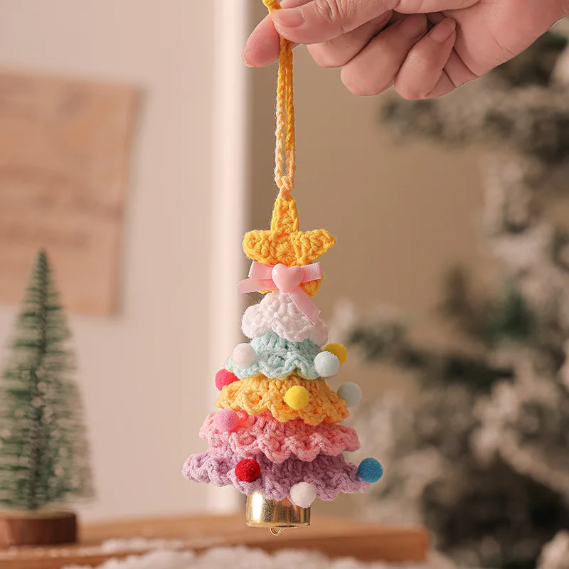 Stuffed plants christams tress handmade crochet keychains small pendant christams tree hangings decoration 5
