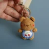 Mini handmade creative crochet stuffed key chain kawaii knitted cartoon bear doll key ring pendant car schoolbag keychain 4