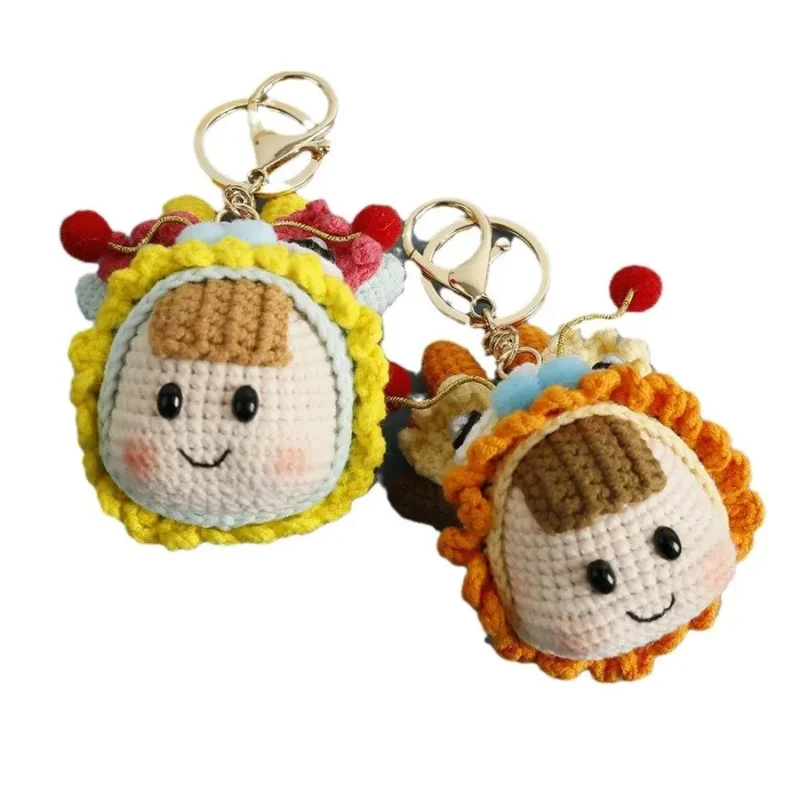 Handgemachte strick puppe schlüssel bund niedlichen garn gemacht chinesische maskottchen tasche anhänger diy hand gewebte mode a 6