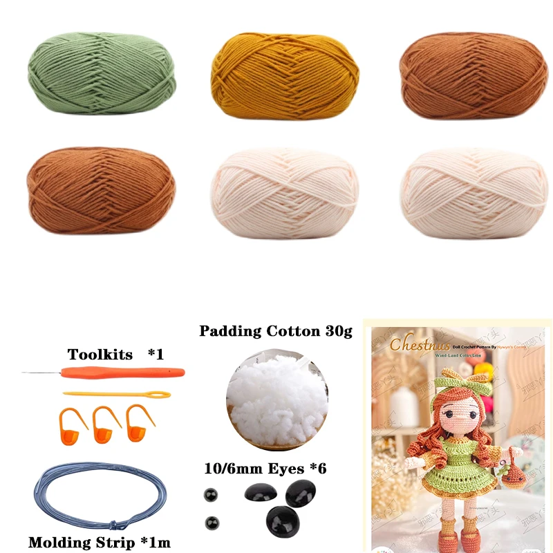 Handmade crochet girls set amigurumi crochet doll diy hook kit for knitting yarn accessories pattern crafts supplies decoration 6