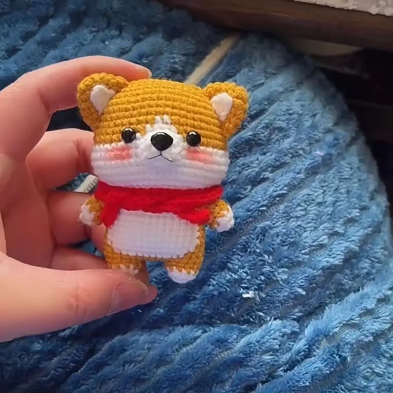 Crochet corgi dog erha dog doll material bag amigurumis diy handmade woven knitted cute little corgi ornament doll creative gift 4