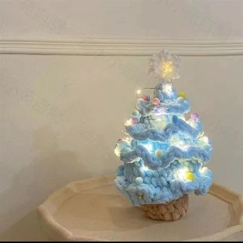 Handmade crochet christmas trees needlework crochet diy material kit hook knitting yarn xmas tree home decor christmas gifts 6