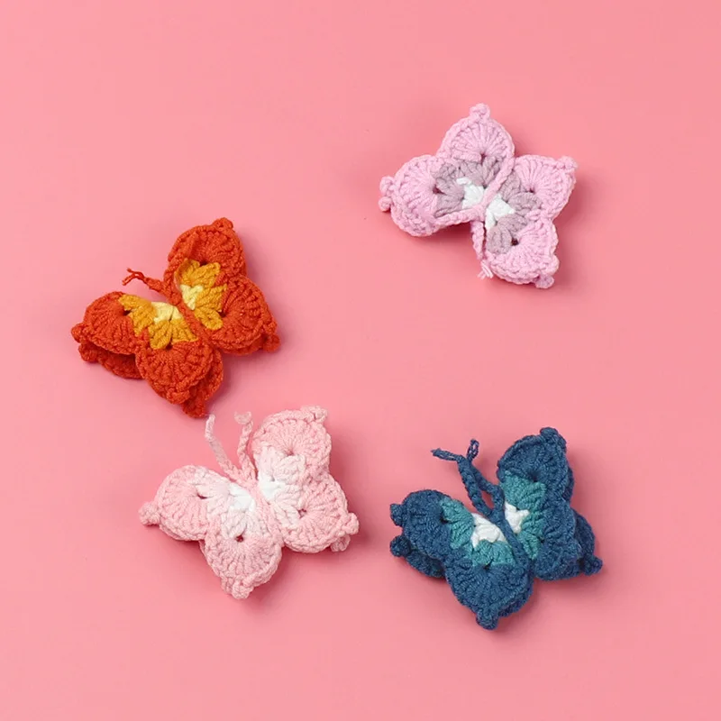 1 10pcs knitting butterfly diy clothes appliques crochet patches accessories handmade crochet craft amigurumi hair clip decor 1