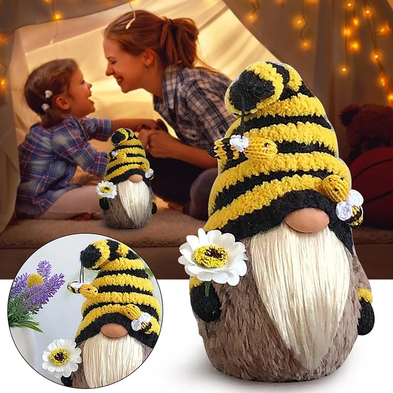 Easter faceless doll bumble bee striped gnome scandinavian tomte nisse swedish honey bee elfs home old man dolls gifts toys 3