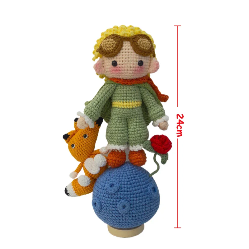 Handmade crochet stuffed key chain cute knitted prince doll key ring pendant for boys schoolbag keychain amigurumis finished 6