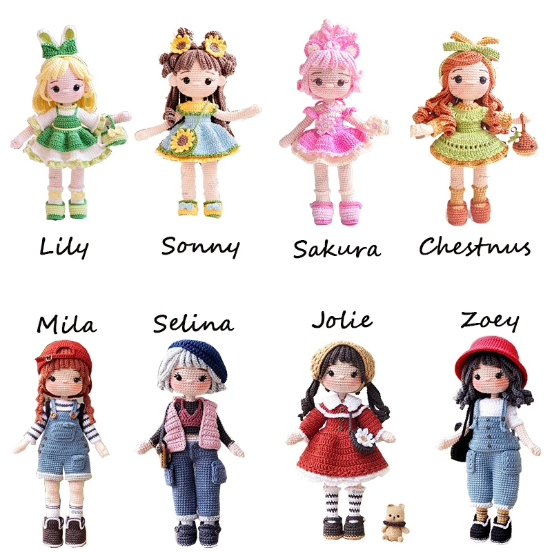 Handmade crochet girls set amigurumi crochet doll diy hook kit for knitting yarn accessories pattern crafts supplies decoration 1