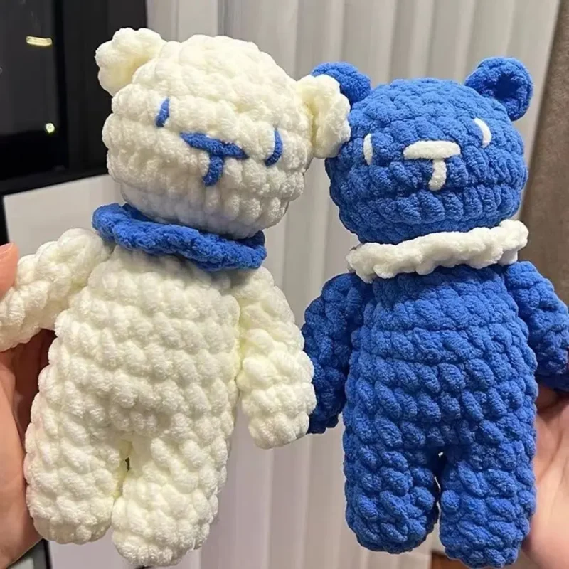Handmade crochet bear stuffed knit and crochet toy knitting amigurumi knitting needles hook finished children's birthday gift 1