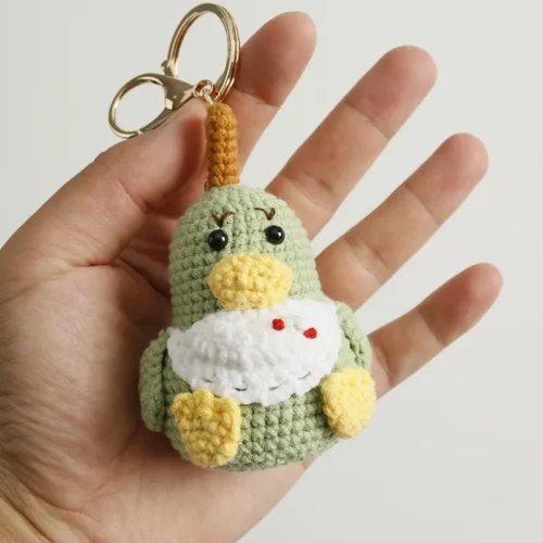 Handmade creative crochet stuffed key chain kawaii knitted cartoon yali doll key ring pendant car schoolbag keychain 1