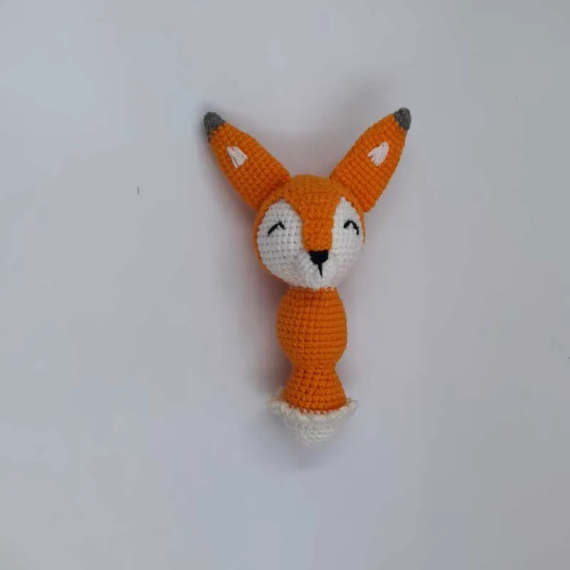 Lovely cartoon fox bee crochet baby rattles baby boys baby girls soft hand bell ring rattle kids toys bed handbells educational 4