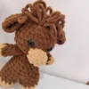 Handmade crochet cow plush toy brown soft stuffed animal doll, cute farm nursery decor, gift for baby kids birthday christmas 3