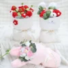 Artificial flowers sunflowers strawberries stuffed plants finished knitted crochet bouquets gifts for valentine mothers birthday 3