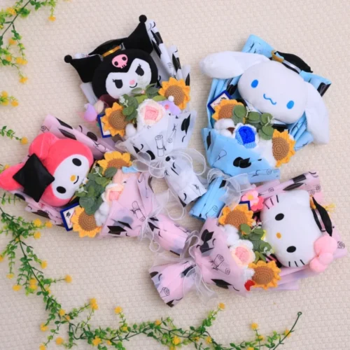 Cartoon my melody kuromi cinnamoroll with graduation hats handmade sanrio bouquet valentine's day christmas graduation gifts 1