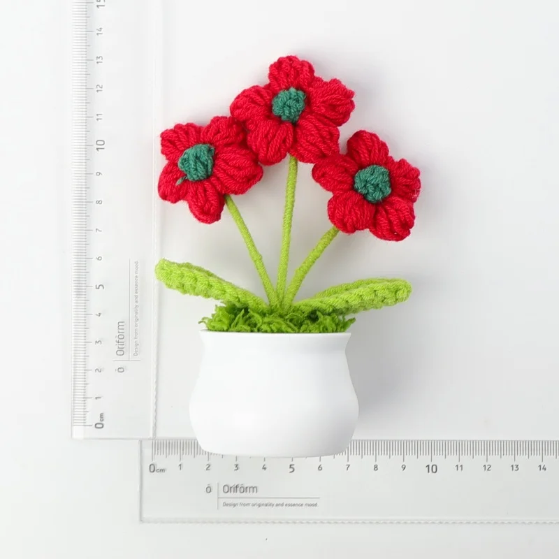Stuffed plants santa claus handmade crochet knitted flowers pots table home decoration christmas birthday gifts for kids 5