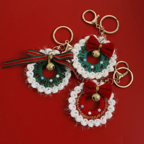 10cm stuffed plants christams tress handmade crochet keychains small pendant christams tree hangings decoration 1