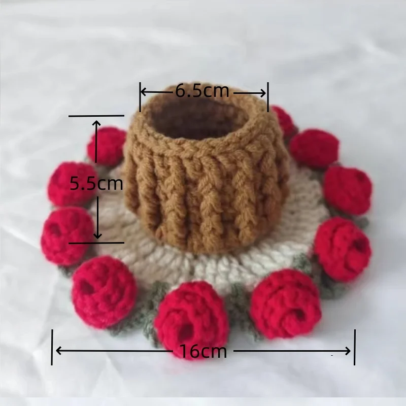 Handmade hook flower crochet rose coaster knitting crafts diy yarn crafting supplies creativity desktop decoration holiday gifts 3