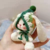 Handmade knitting crafts cute rabbit keychain creative diy amigurumi knitting needles hook finished children's birthday gift 2
