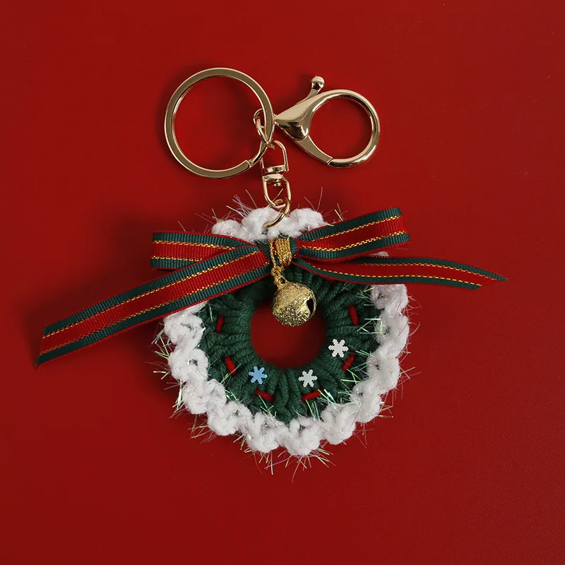 10cm stuffed plants christams tress handmade crochet keychains small pendant christams tree hangings decoration 3