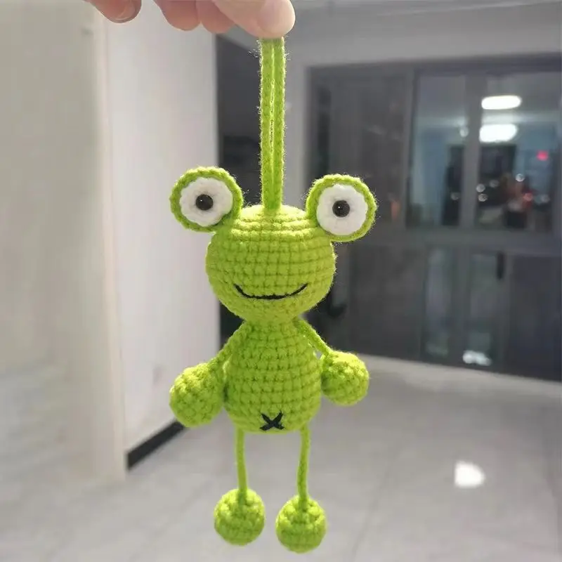 Handmade knitting diy frog pendant cartoon doll keychain crochet crafts finished amigurumi knitting needles student gifts 5