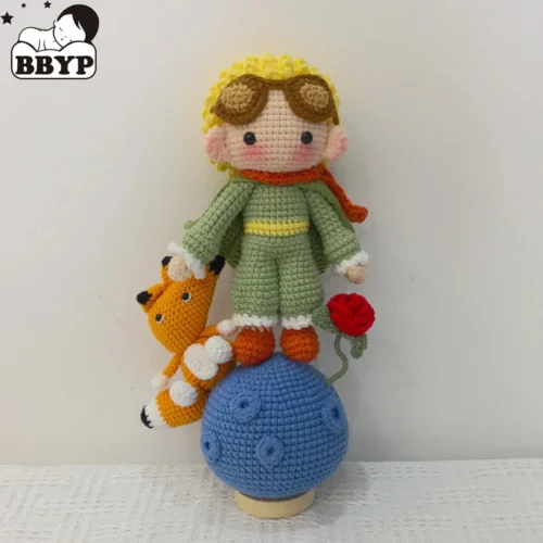 Handmade crochet stuffed key chain cute knitted prince doll key ring pendant for boys schoolbag keychain amigurumis finished 1